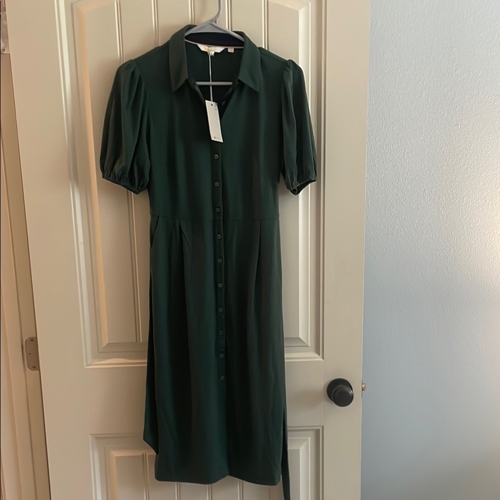 NWT Boden Elegant Green Button-Up Dress